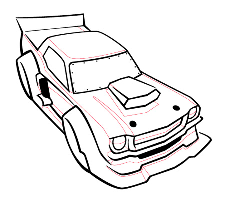 Black vector outline of Mustang with shadow areas